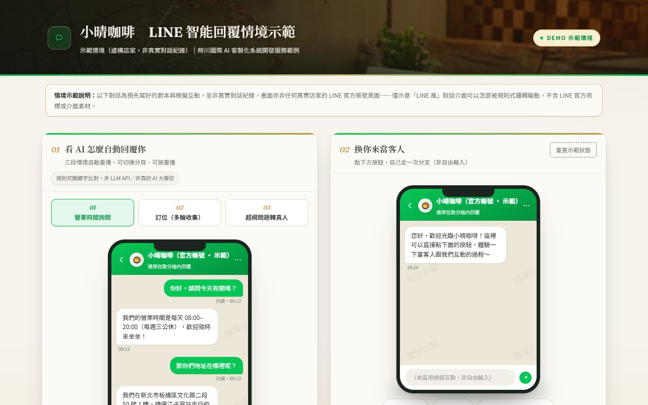 LINE 智能回覆情境示範