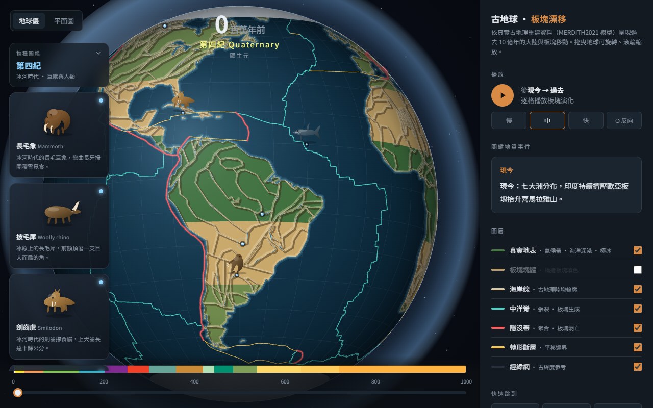 Paleo Earth 桌機版網站畫面
